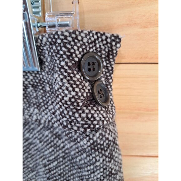 Y2K J.Crew Tweed Wool Blend Mini Skirt Size 6 Brown White Back Button Academia - Picture 2 of 8